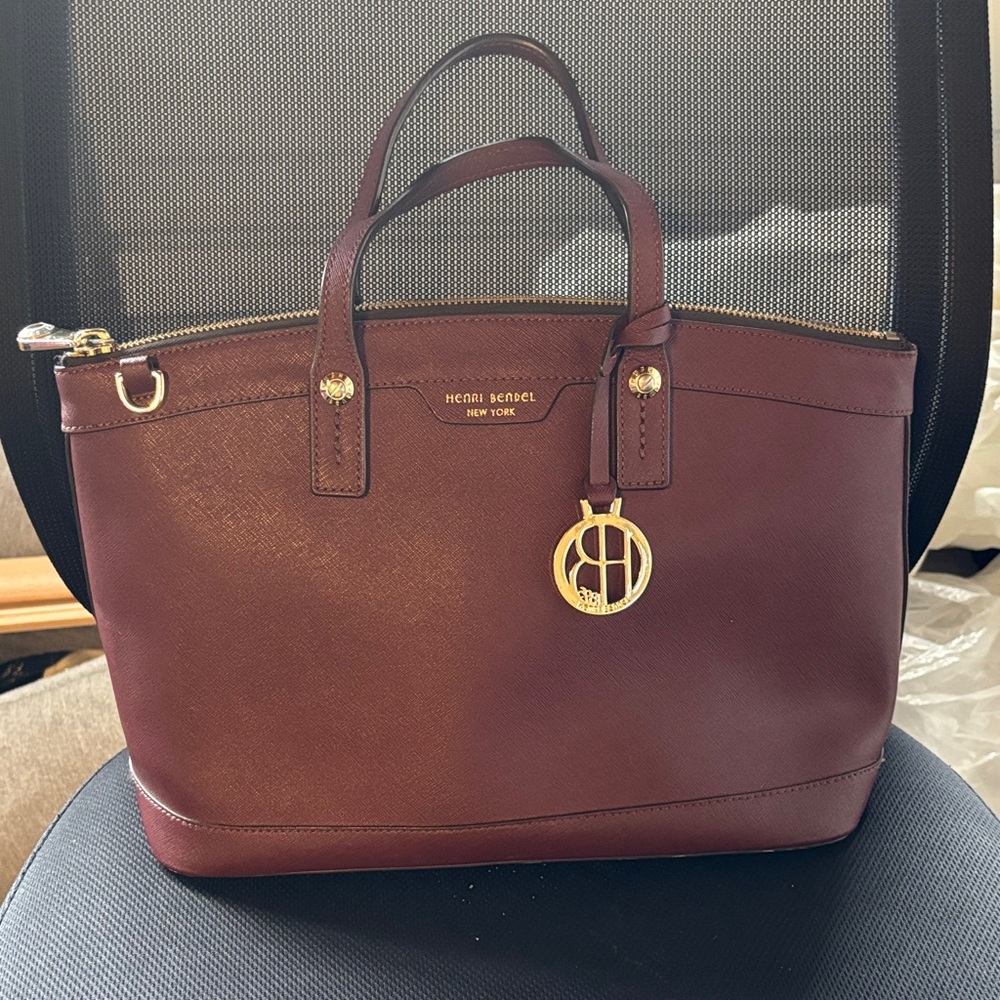 Henri Bendel Maroon Leather Satchel